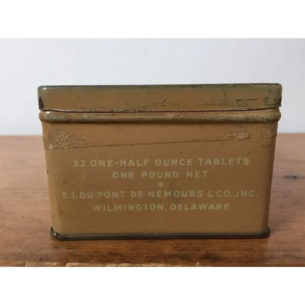 Vintage DuPont Refined Camphor USP 32 Tablet Rectangular Metal Tin Empty